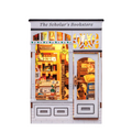 Model of 'The Scholar's Bookstore' with illuminated interior, featuring the brand 'CuteBee'.